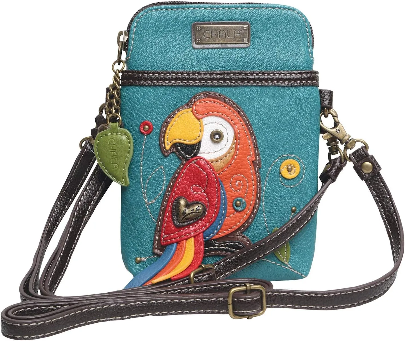 CHALA Cell Phone Crossbody Purse-Women PU Leather/Canvas Multicolor Handbag with Adjustable Strap