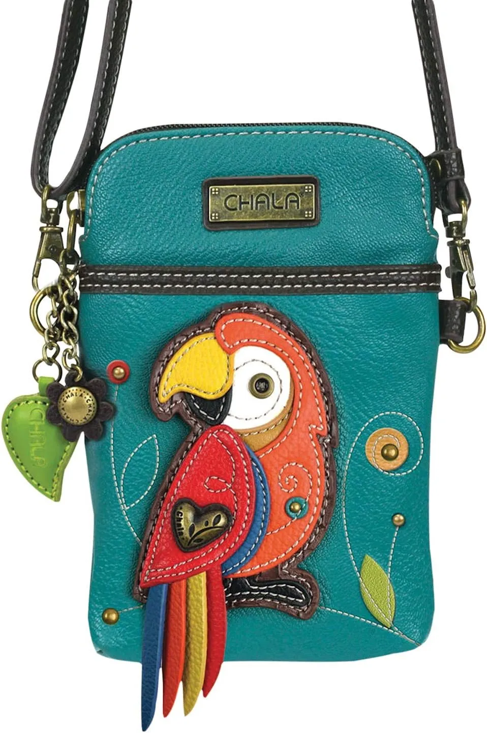 CHALA Cell Phone Crossbody Purse-Women PU Leather/Canvas Multicolor Handbag with Adjustable Strap