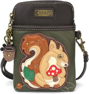 CHALA Cell Phone Crossbody Purse-Women PU Leather/Canvas Multicolor Handbag with Adjustable Strap
