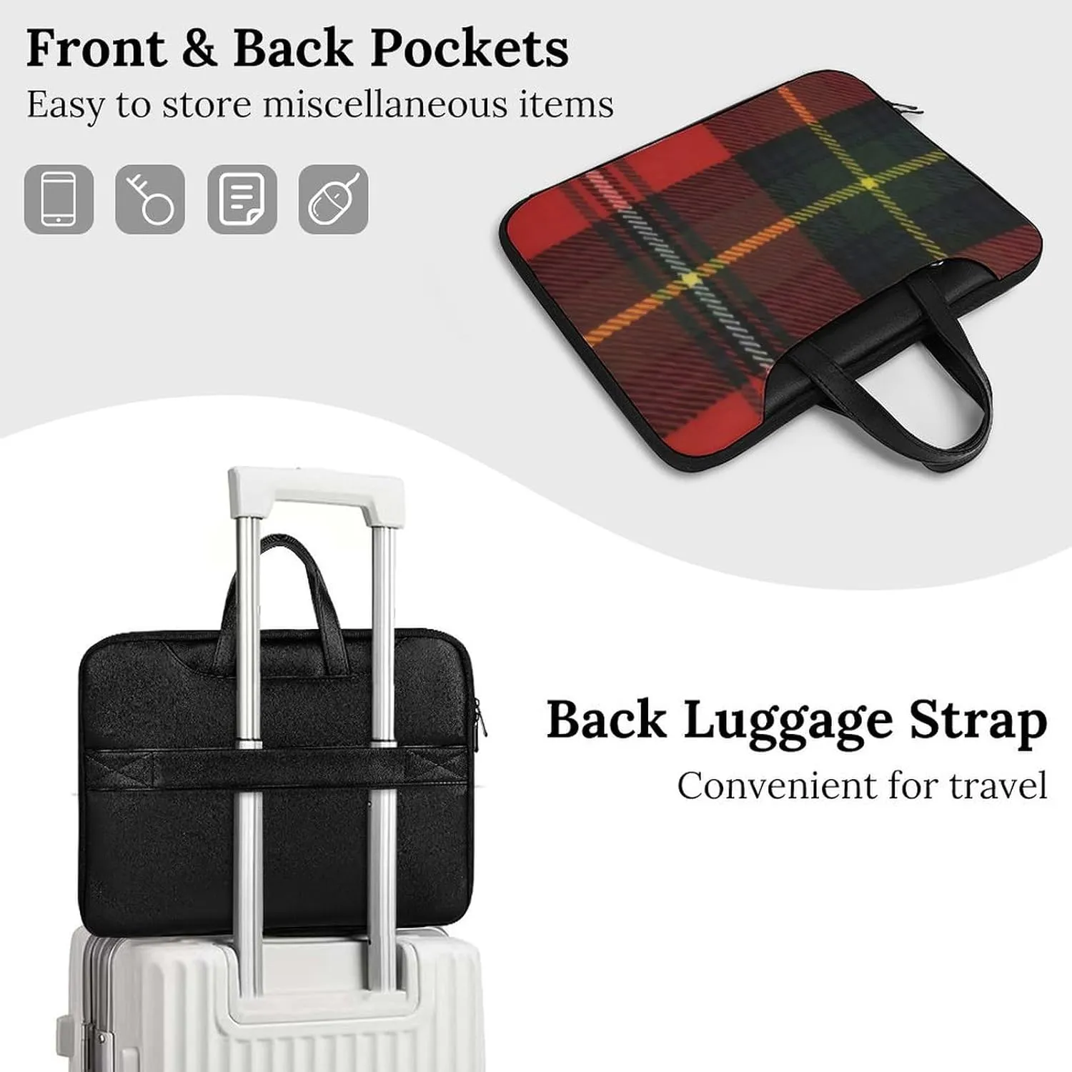 Checkered Black And White Handheld Single Shoulder Crossbody Laptop Bag Unisex