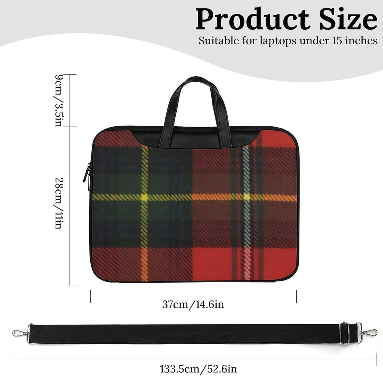 Checkered Black And White Handheld Single Shoulder Crossbody Laptop Bag Unisex