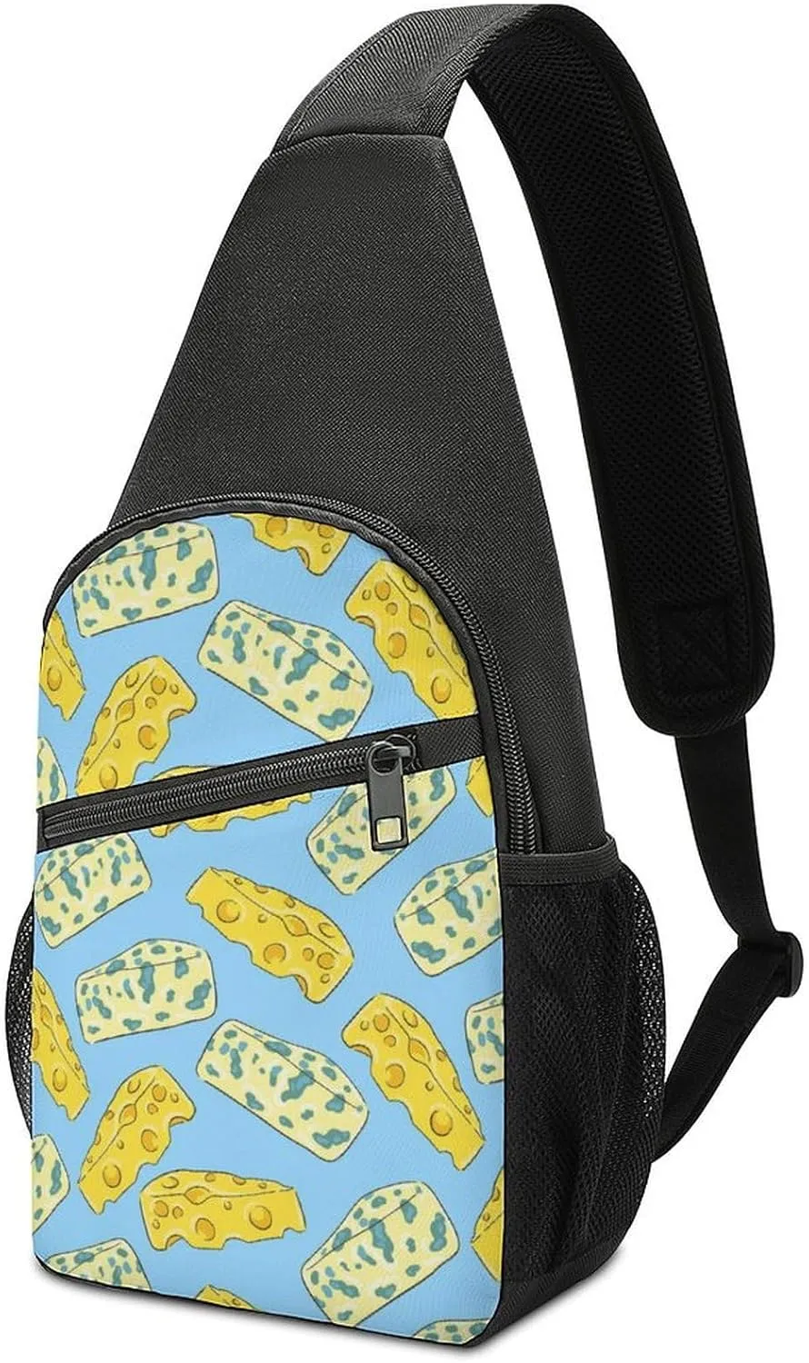 Cheese And Blue Cheese Crossbody Bags Chest Bag Sling Backpack Adjustable Shoulder Bag for Cycling Camping Hiking Sports Travel pattern54