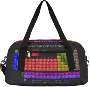 Chemical Periodic Table Of The Elements Gym Duffle Bag for Kids,Sports Bag for Teens Boys & Girls Small Waterproof Overnight Weekender Carry School Practice Travel Bag