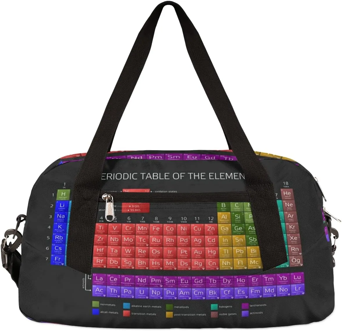 Chemical Periodic Table Of The Elements Gym Duffle Bag for Kids,Sports Bag for Teens Boys & Girls Small Waterproof Overnight Weekender Carry School Practice Travel Bag