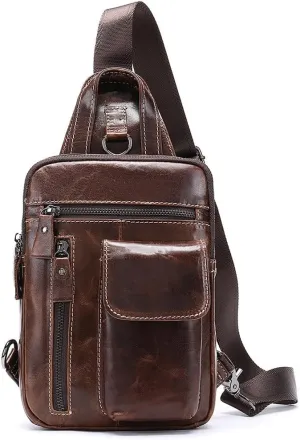Chest Bag Vintage Single Shoulder Crossbody Bag Men's Large Capacity Crossbody Bag(White-Patch Five-Pointed star4)