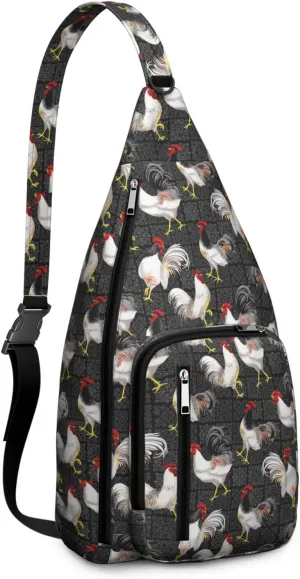 Chickens Retro Farm Crossbody Bag Daypack for Women Men Lightweight Waterproof Sling Bag Backpack Hiking Cycling