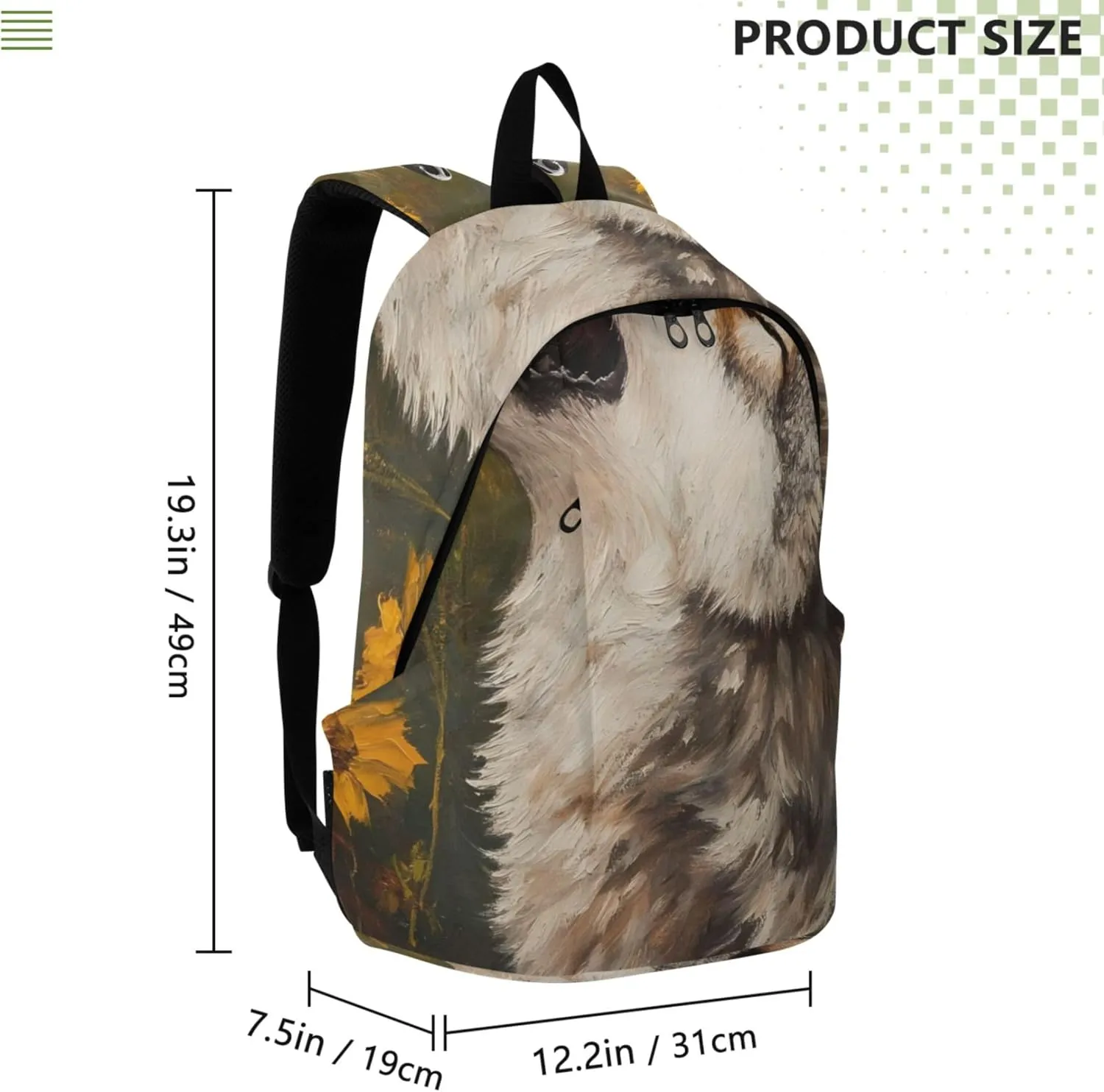 CHIFIGNO Cool Howling Wolf Sunflowers Cool Women Casual Backpack for Men School Bookbag for Teen Girls