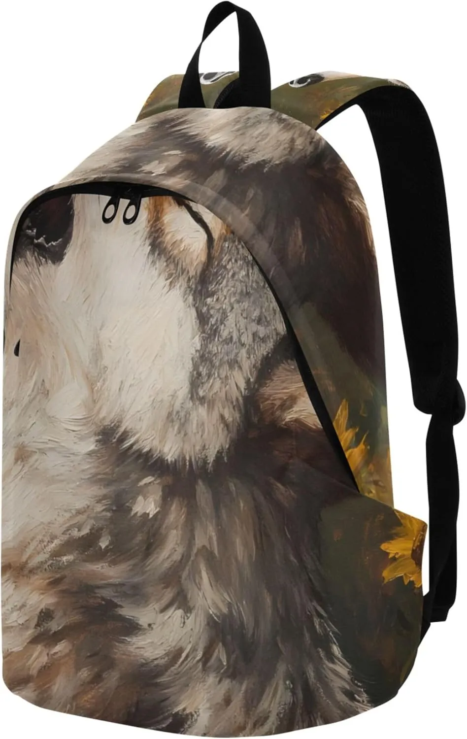 CHIFIGNO Cool Howling Wolf Sunflowers Cool Women Casual Backpack for Men School Bookbag for Teen Girls