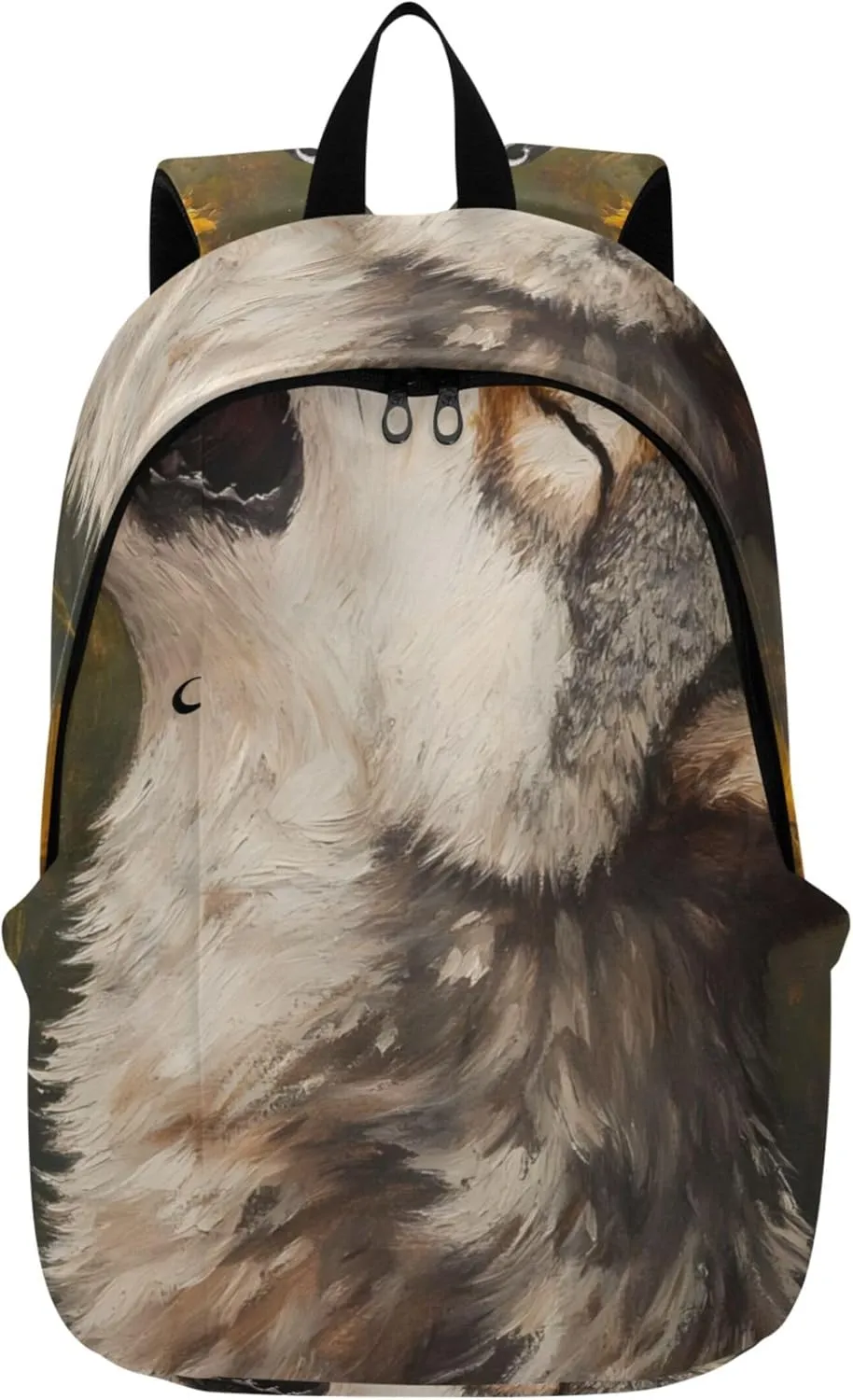 CHIFIGNO Cool Howling Wolf Sunflowers Cool Women Casual Backpack for Men School Bookbag for Teen Girls