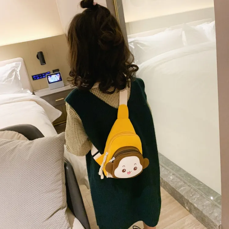 Children Chest Bag Cute Cartoon Monkey Crossbody Shoulder Bag Coin Backpacks(Yellow)