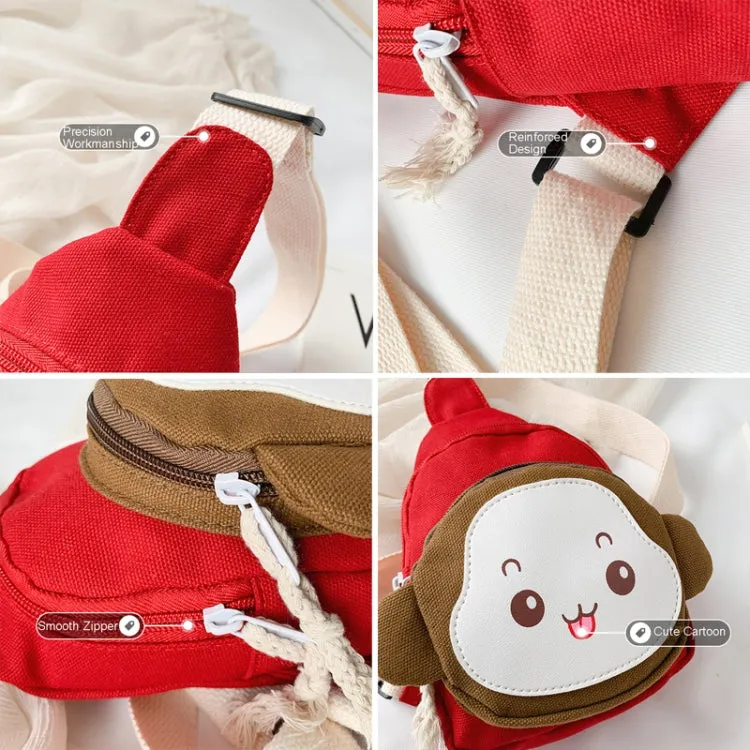 Children Chest Bag Cute Cartoon Monkey Crossbody Shoulder Bag Coin Backpacks(Yellow)