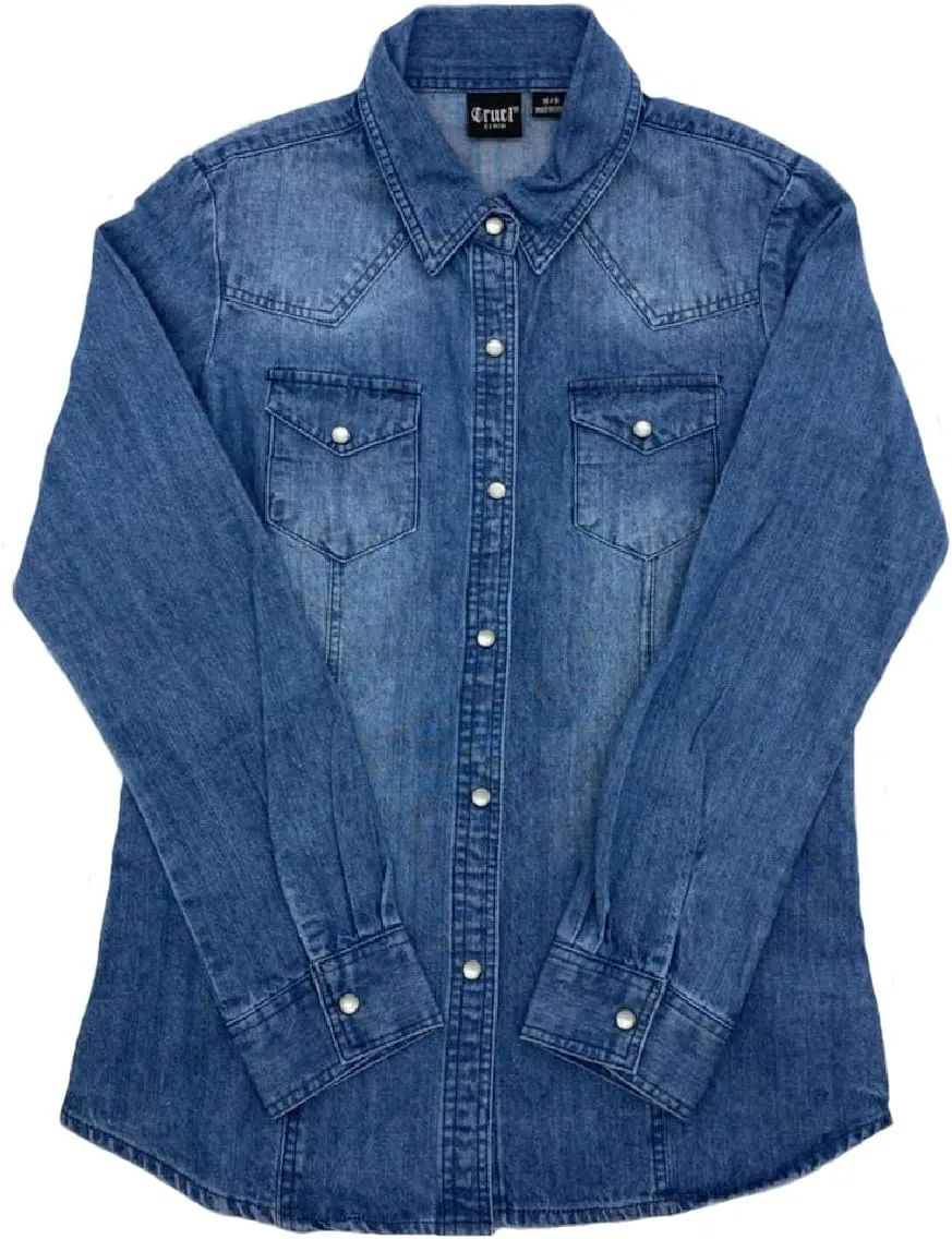Children's Chambray Denim Snap Western Shirt