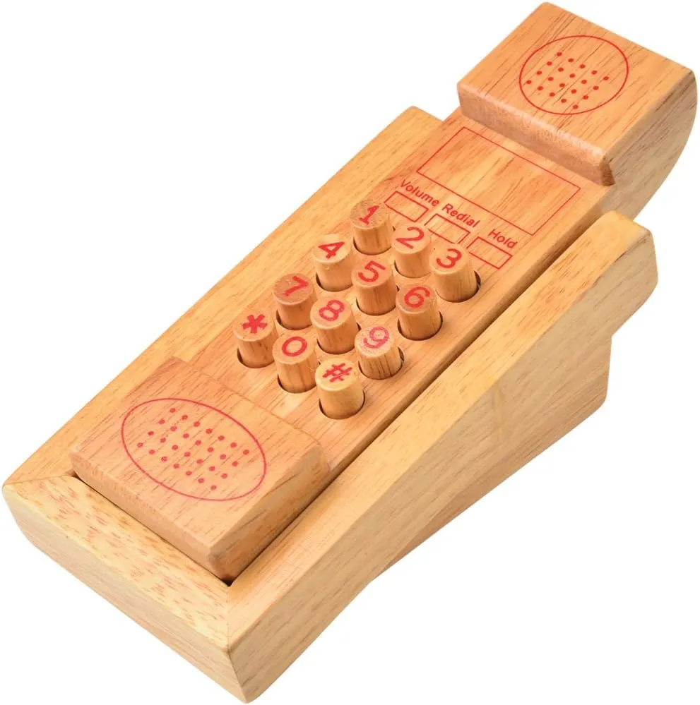 Children's Learning & Development Toys: Wooden Telephone Play Phone