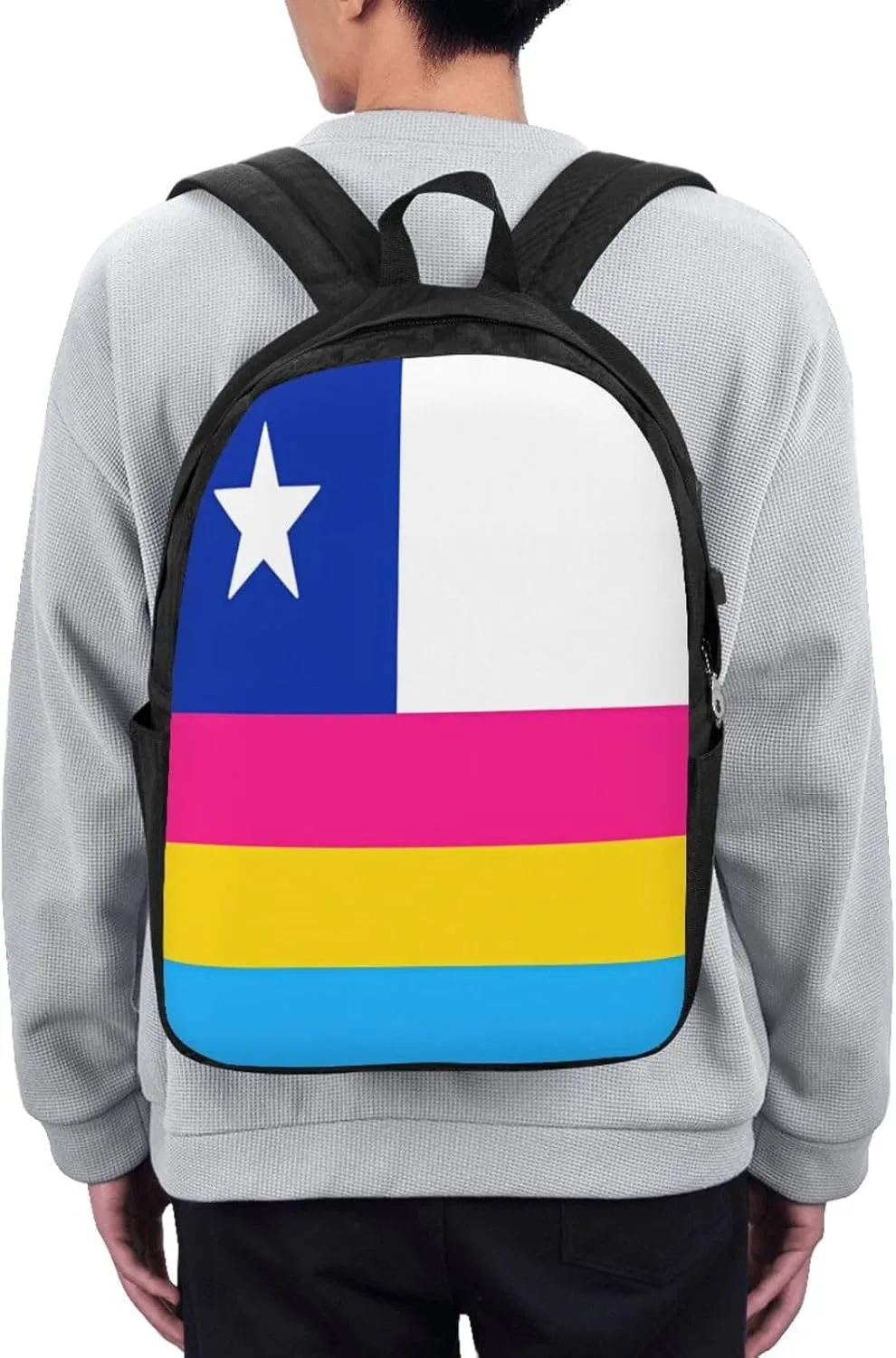 Chile Chilean LGBT Pride Gay Rainbow Trans Flag Laptop Backpacks Travel Backpack Casual Business Daypack Sport Rucksack Computer Bag Fits up to 17 Inch Notebook with USB Port