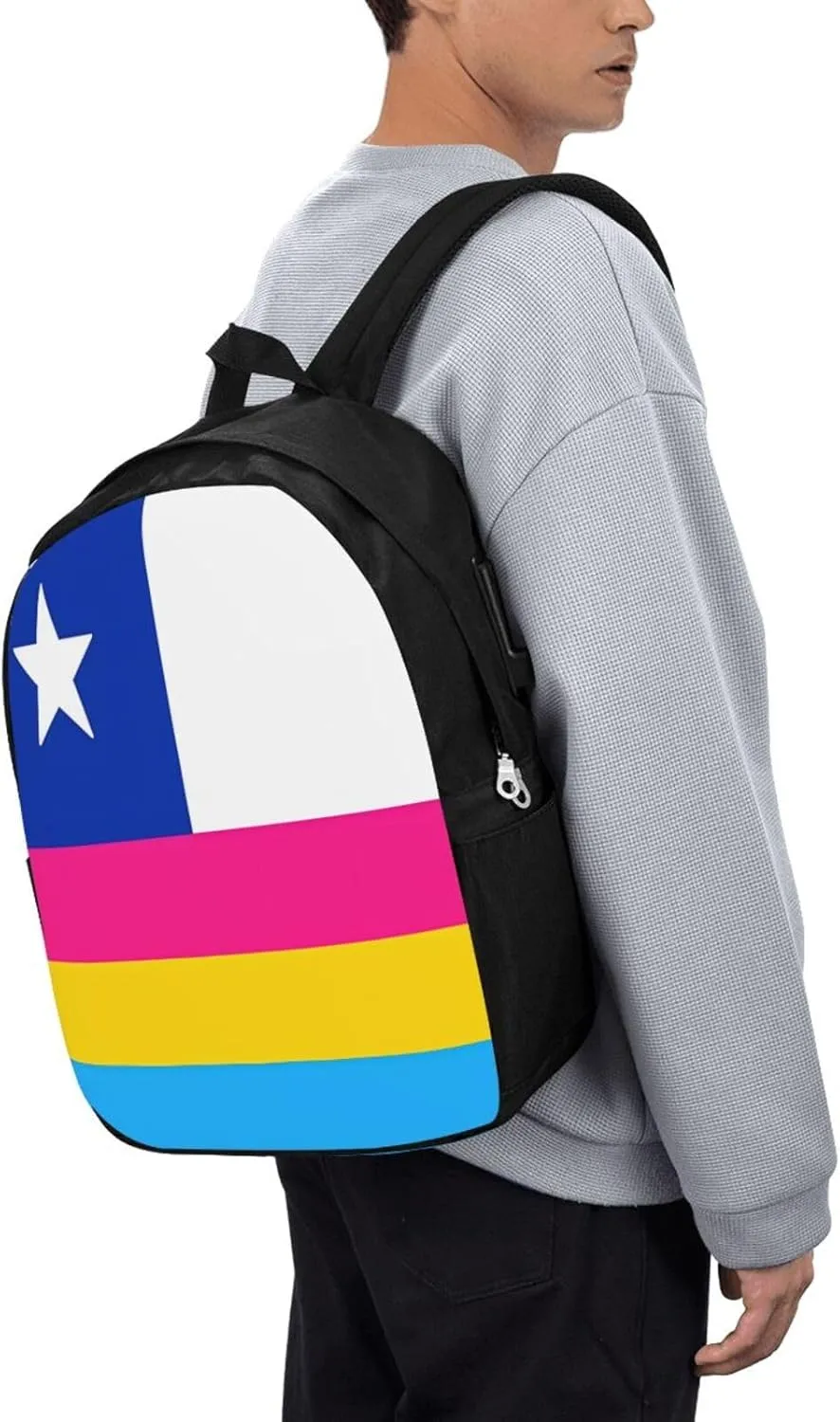 Chile Chilean LGBT Pride Gay Rainbow Trans Flag Laptop Backpacks Travel Backpack Casual Business Daypack Sport Rucksack Computer Bag Fits up to 17 Inch Notebook with USB Port