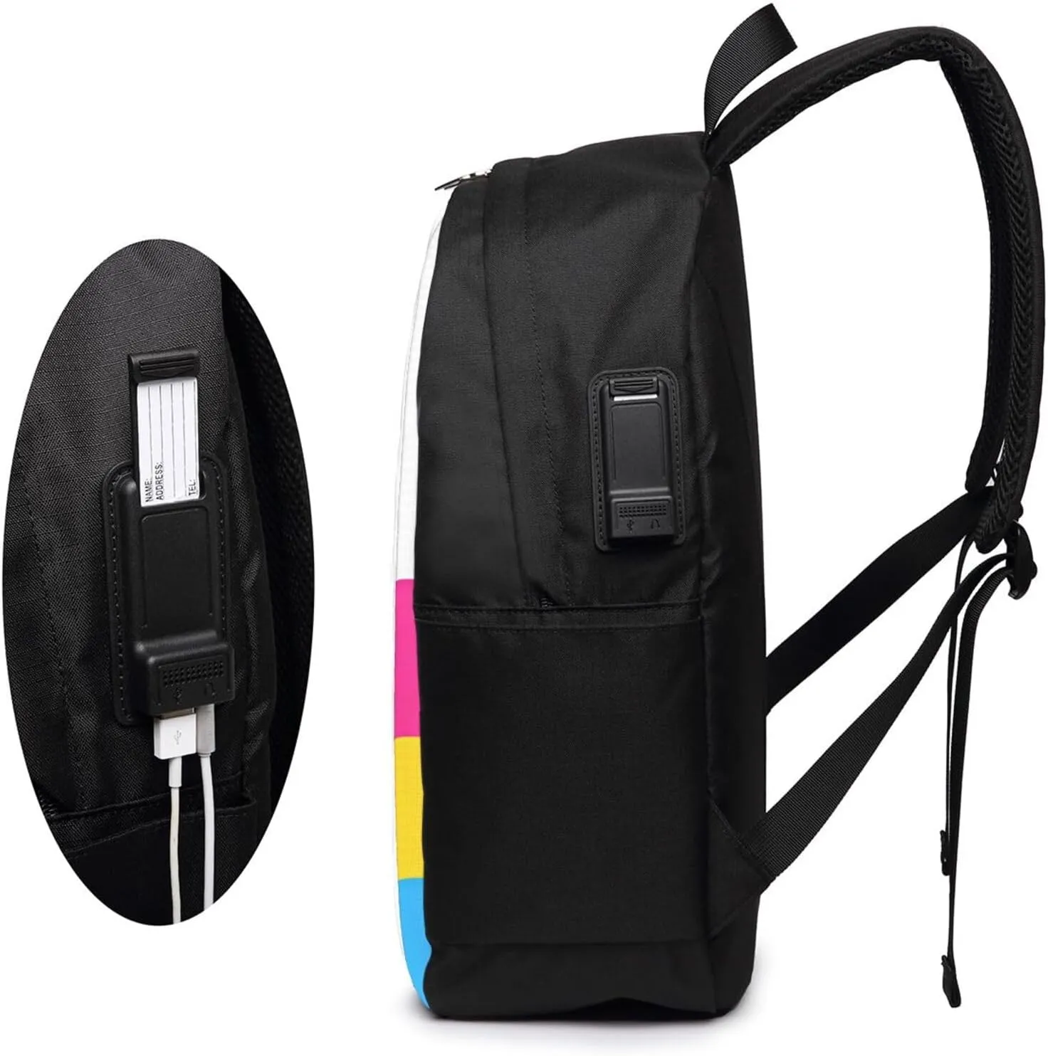 Chile Chilean LGBT Pride Gay Rainbow Trans Flag Laptop Backpacks Travel Backpack Casual Business Daypack Sport Rucksack Computer Bag Fits up to 17 Inch Notebook with USB Port