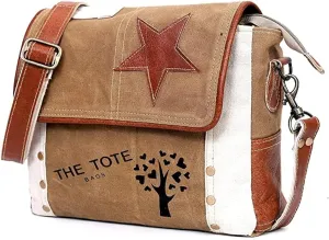 CLA Leather Star Shoulder Bag, Canvas Crossbody Bag