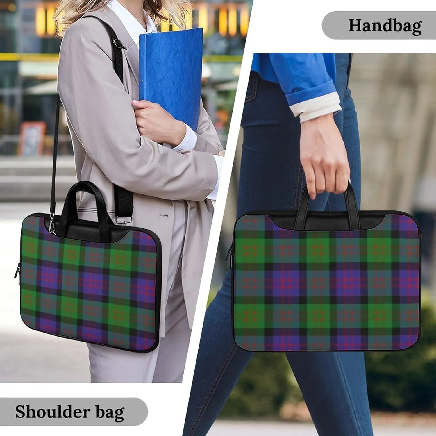 Clan Rutherford Tartan Handheld Single Shoulder Crossbody Laptop Bag Unisex