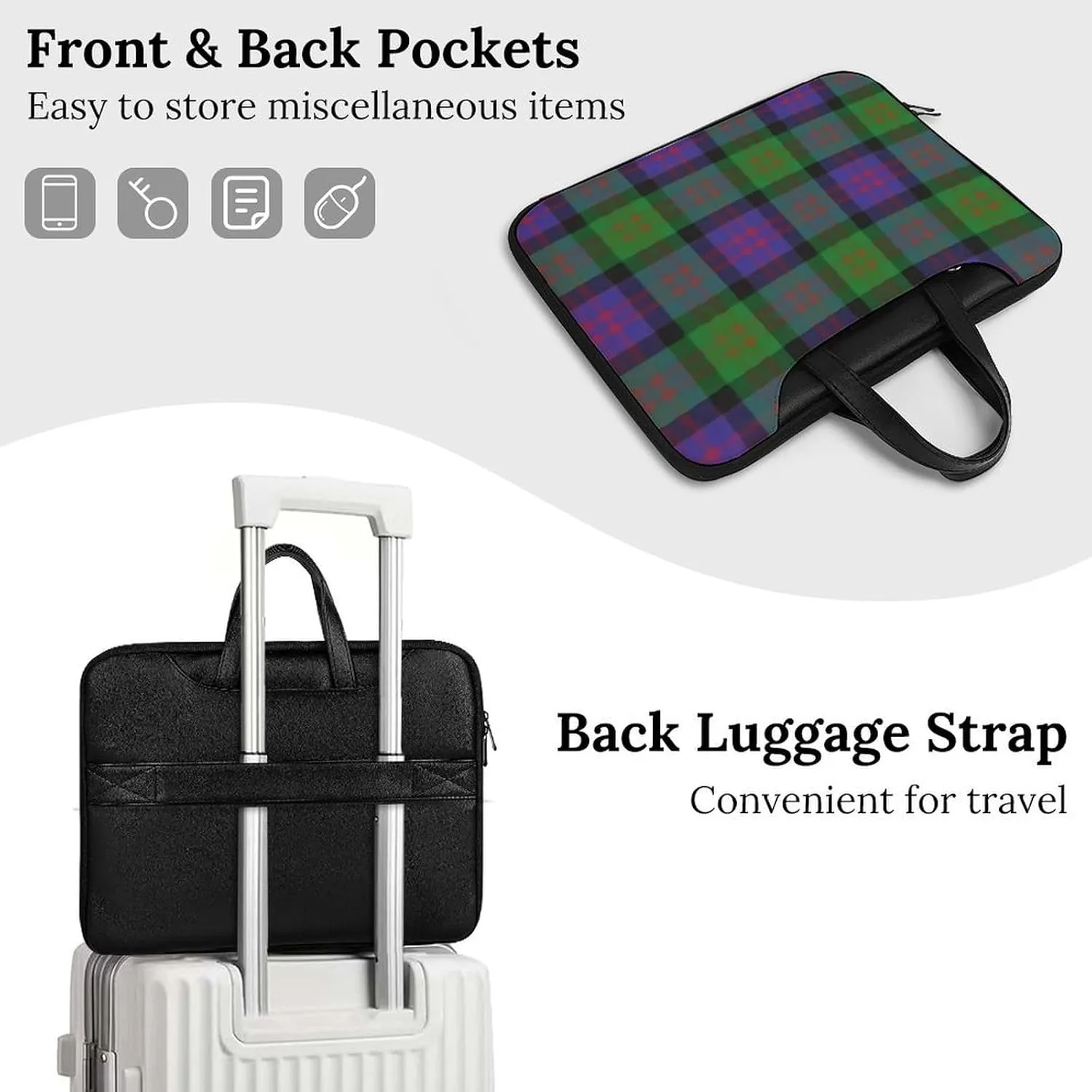 Clan Rutherford Tartan Handheld Single Shoulder Crossbody Laptop Bag Unisex