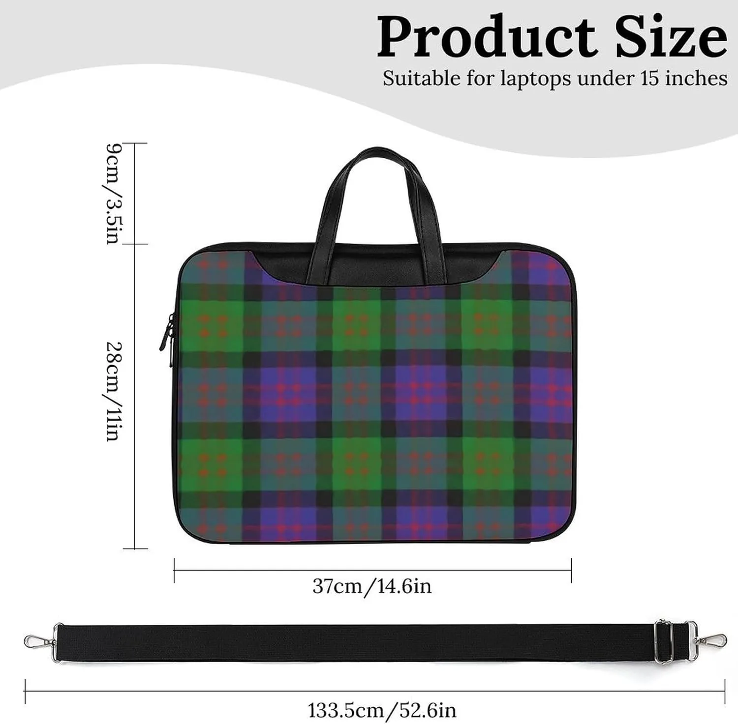 Clan Rutherford Tartan Handheld Single Shoulder Crossbody Laptop Bag Unisex