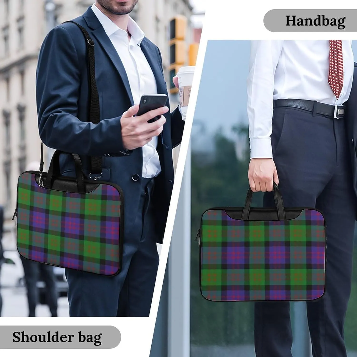 Clan Rutherford Tartan Handheld Single Shoulder Crossbody Laptop Bag Unisex
