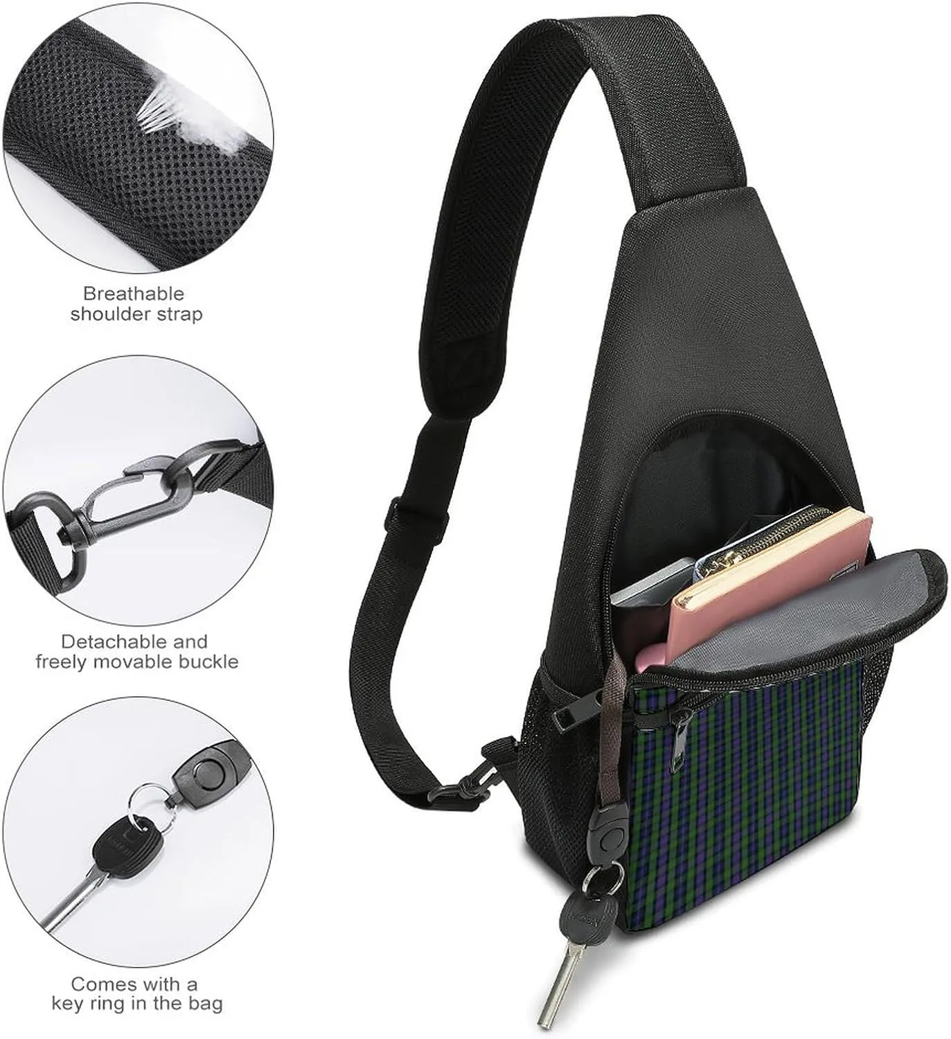 Clan Stevenson Tartan Portable Chest Bag, Large Capacity Single Shoulder Chest Bag