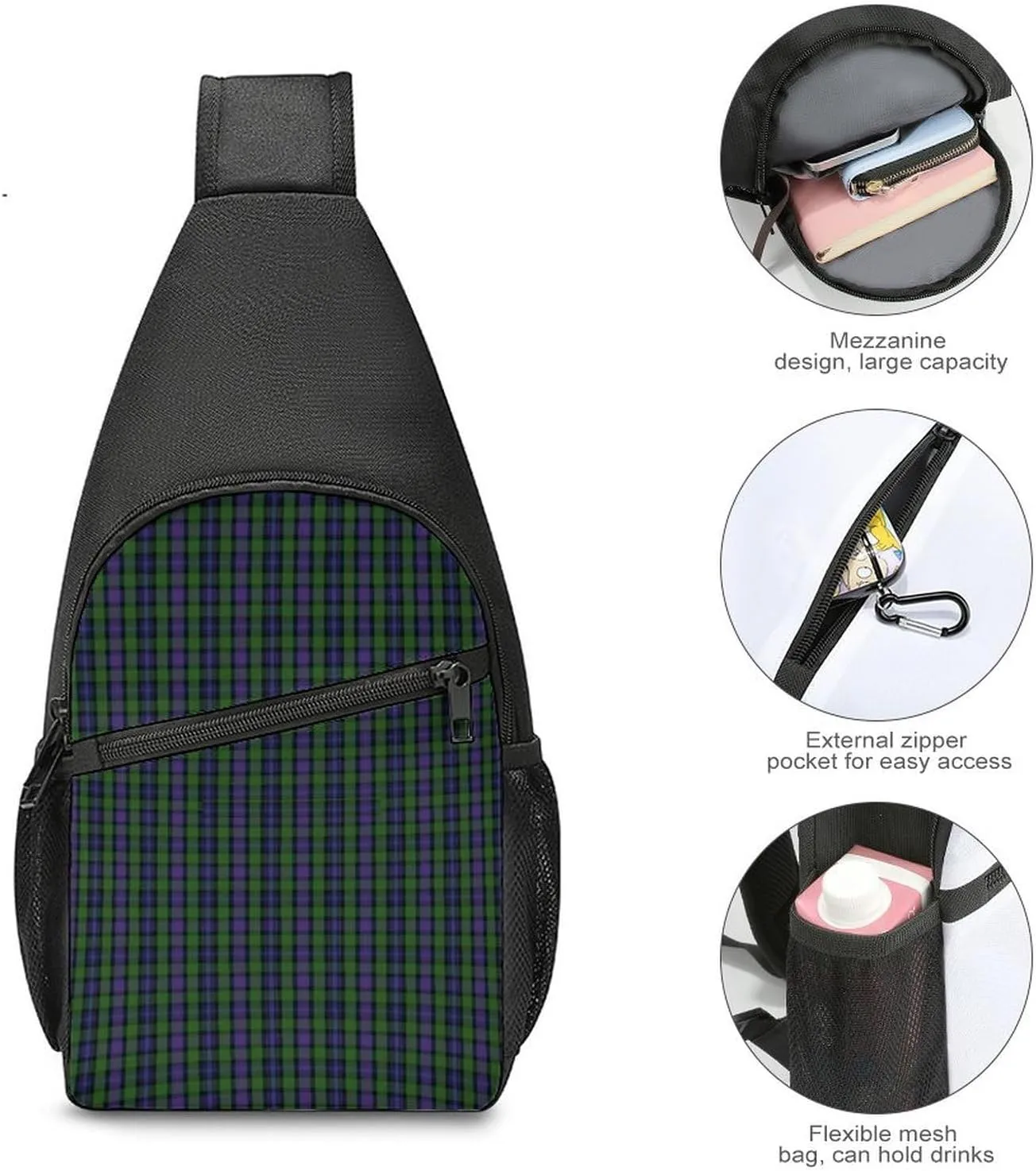 Clan Stevenson Tartan Portable Chest Bag, Large Capacity Single Shoulder Chest Bag