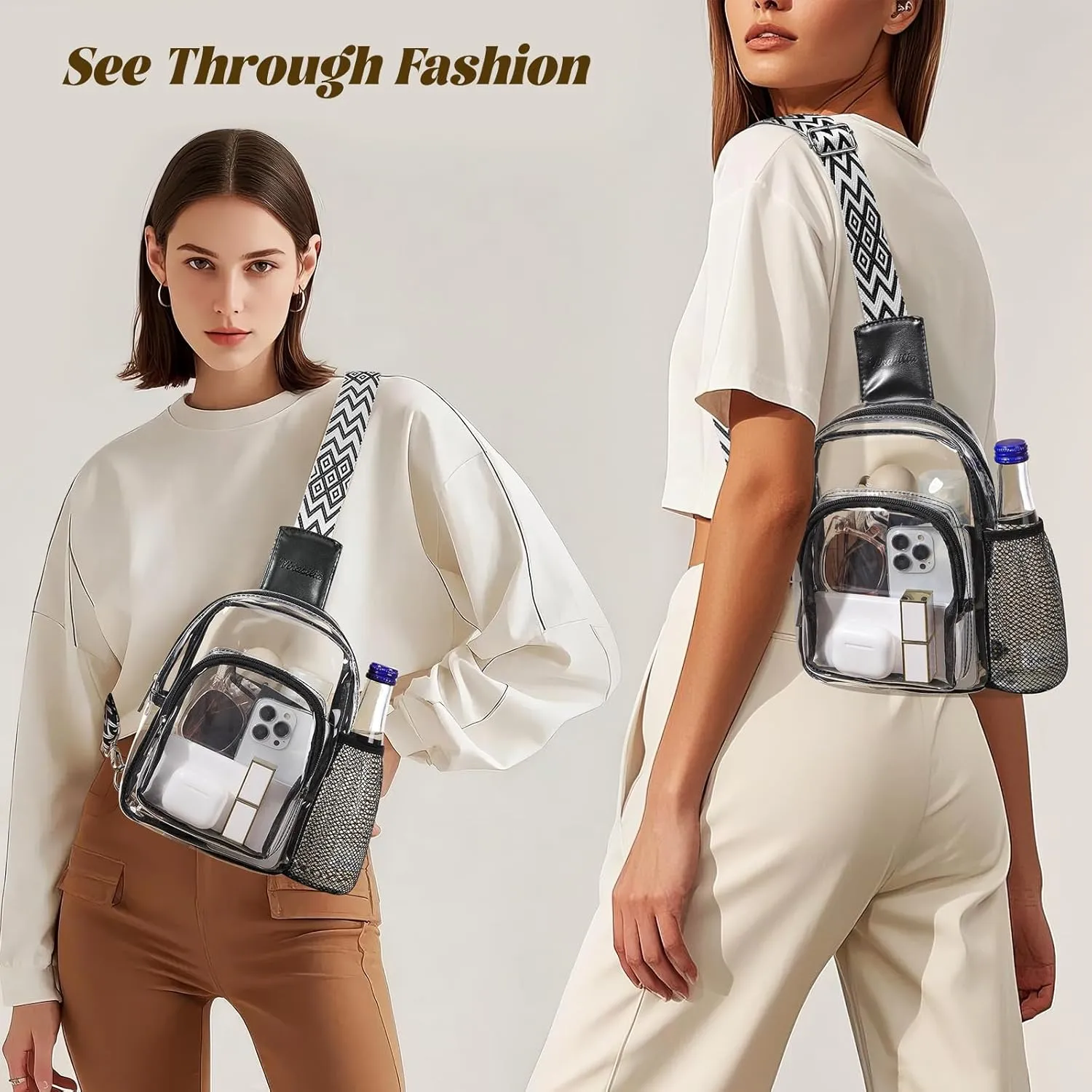 Clear Bag for Stadium Events, Crossbody Bags for Women, Clear Crossbody Purses Sling Bag for Concert Sports Events