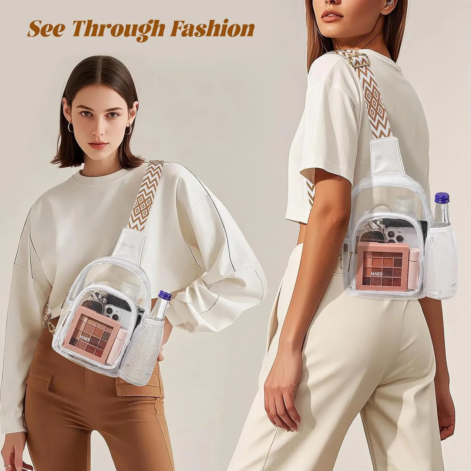 Clear Bag for Stadium Events, Crossbody Bags for Women, Clear Crossbody Purses Sling Bag for Concert Sports Events