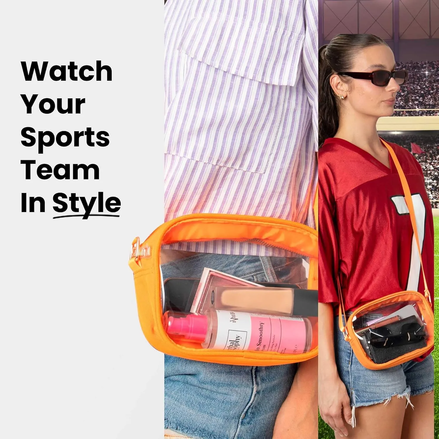 Clear Bag for Stadium Events – Stadium Approved Purse for Women, Durable Waterproof PVC, Adjustable Strap for Concerts