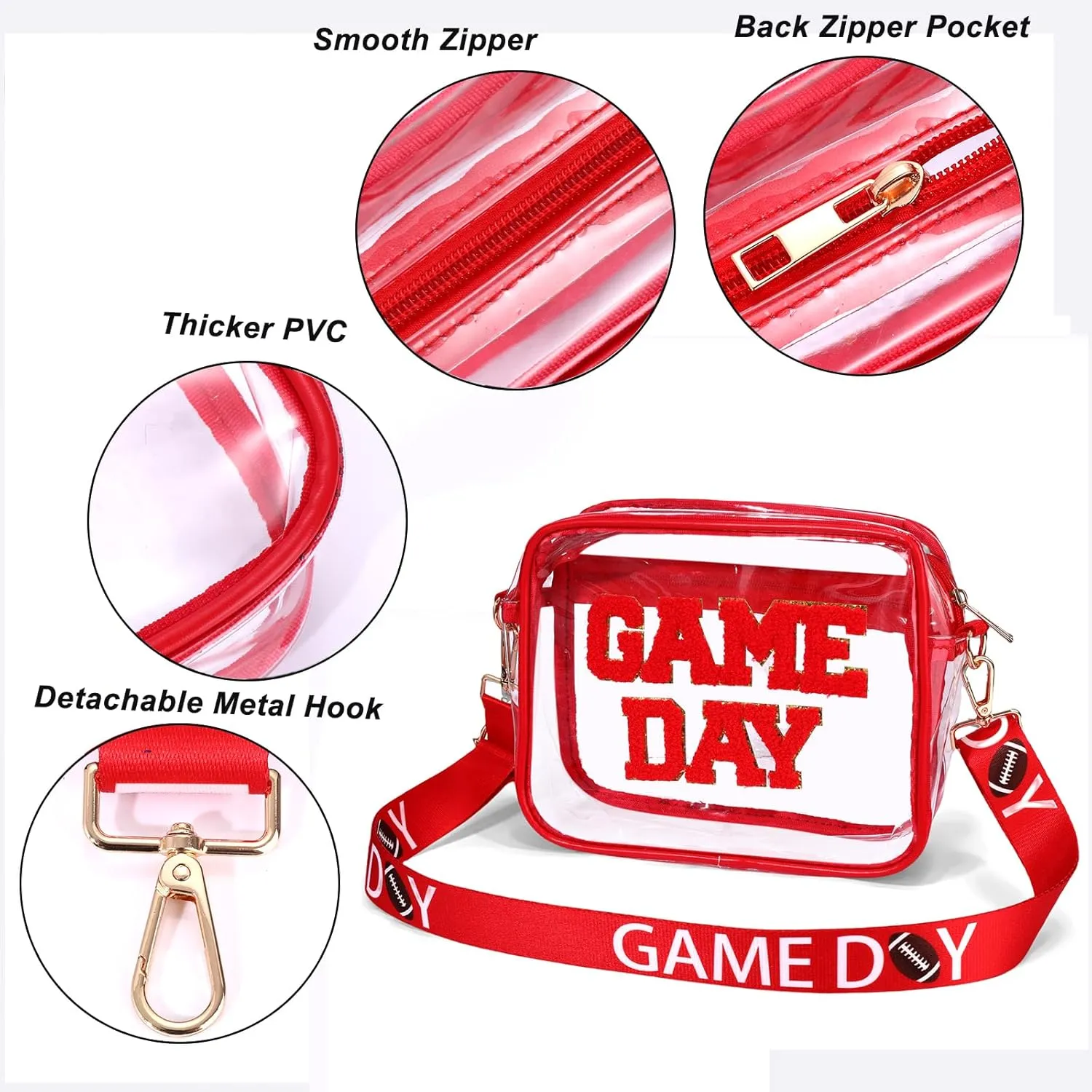 Clear Bag for Stadium Events,Game Day Clear Bag Stadium Approved Football Clear Crossbody Purse Bag for Sports
