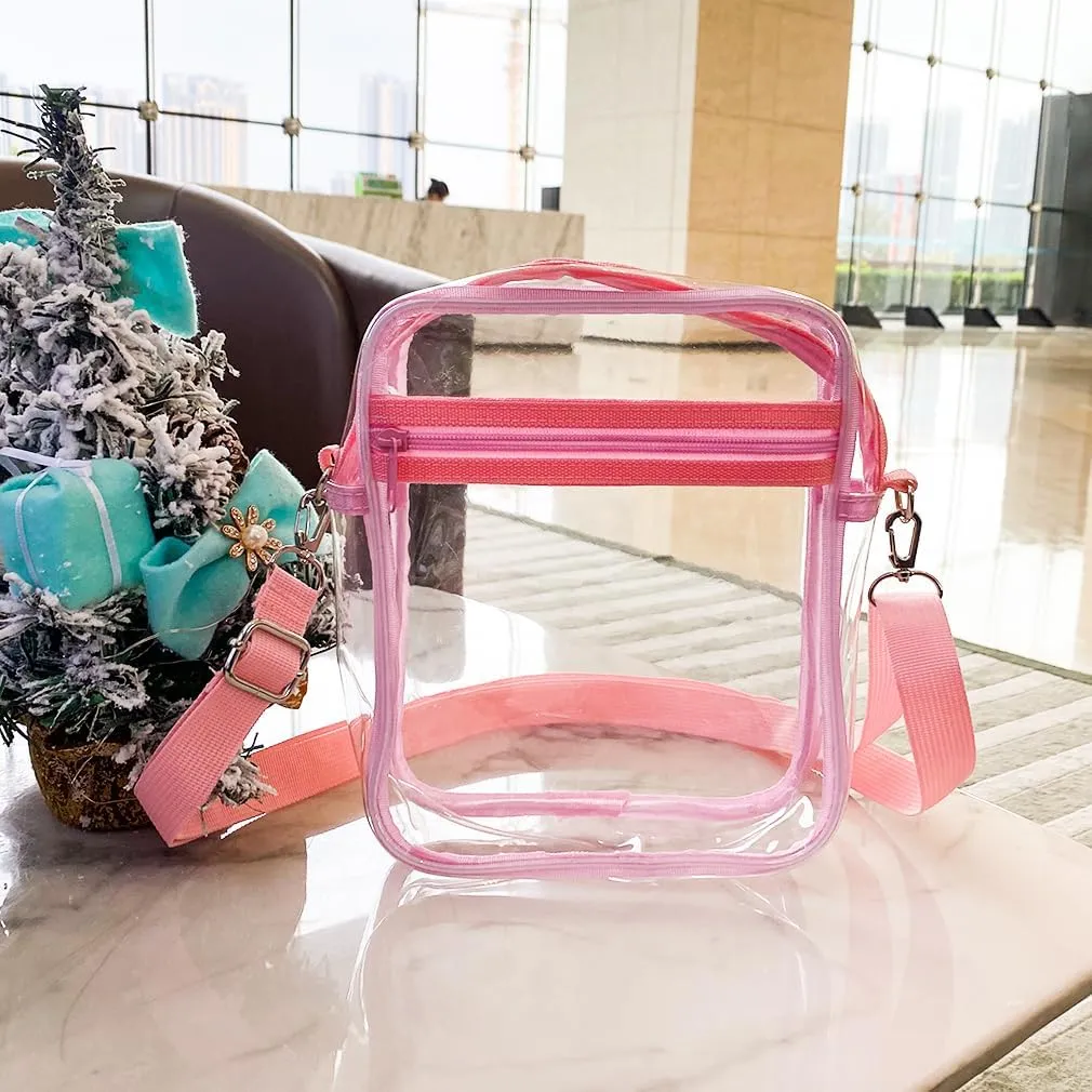 Clear Crossbody Bag Crossbody Transparent Purse Bag with Adjustable Strap Clear Unisex Sports Travel Shoulder Bag