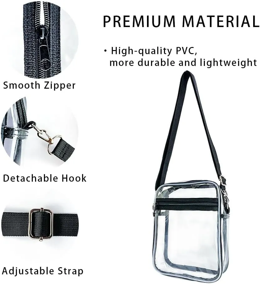 Clear Crossbody Bag Crossbody Transparent Purse Bag with Adjustable Strap Clear Unisex Sports Travel Shoulder Bag