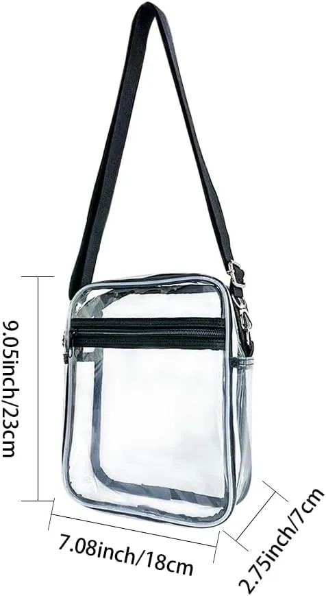 Clear Crossbody Bag Crossbody Transparent Purse Bag with Adjustable Strap Clear Unisex Sports Travel Shoulder Bag