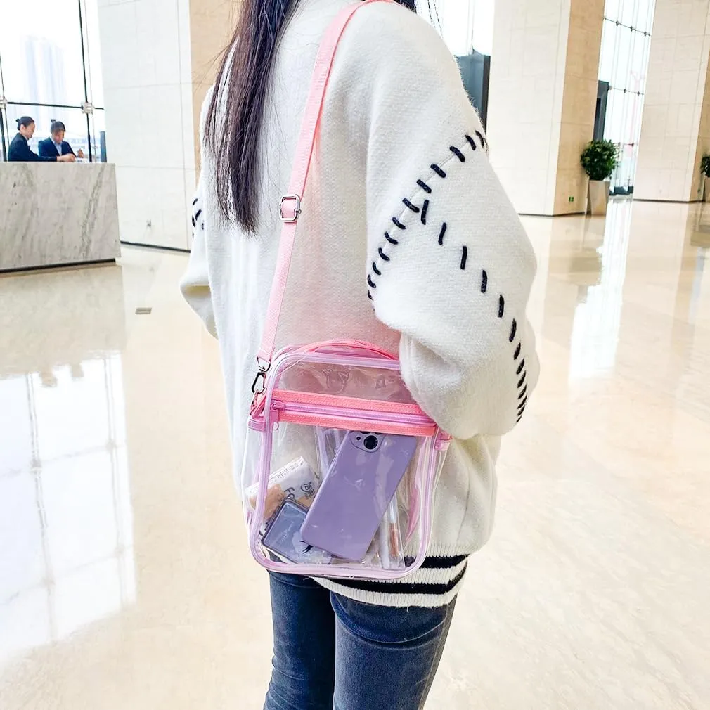 Clear Crossbody Bag Crossbody Transparent Purse Bag with Adjustable Strap Clear Unisex Sports Travel Shoulder Bag