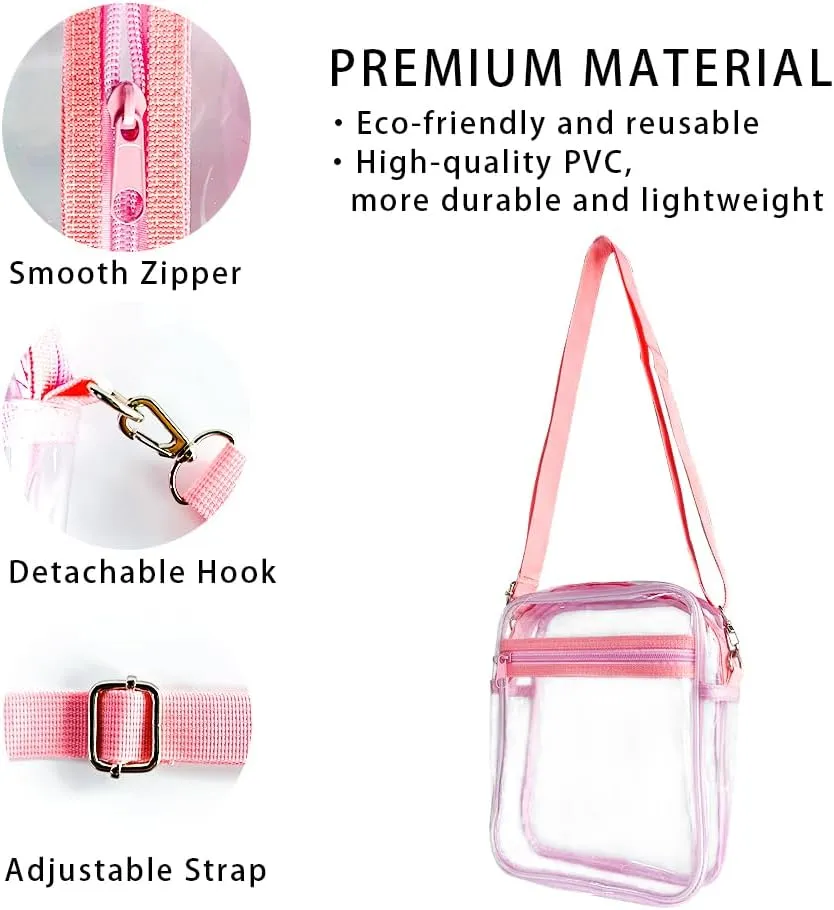 Clear Crossbody Bag Crossbody Transparent Purse Bag with Adjustable Strap Clear Unisex Sports Travel Shoulder Bag