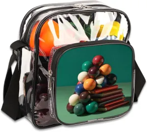 Clear Crossbody Bag for Women Men Stadium Approved Transparent Bag for Festivals,Sports Events,Concerts,Beach Bag Clear Purse with Front Pocket Messenger Bag with Adjustable Strap,Billiards Ball