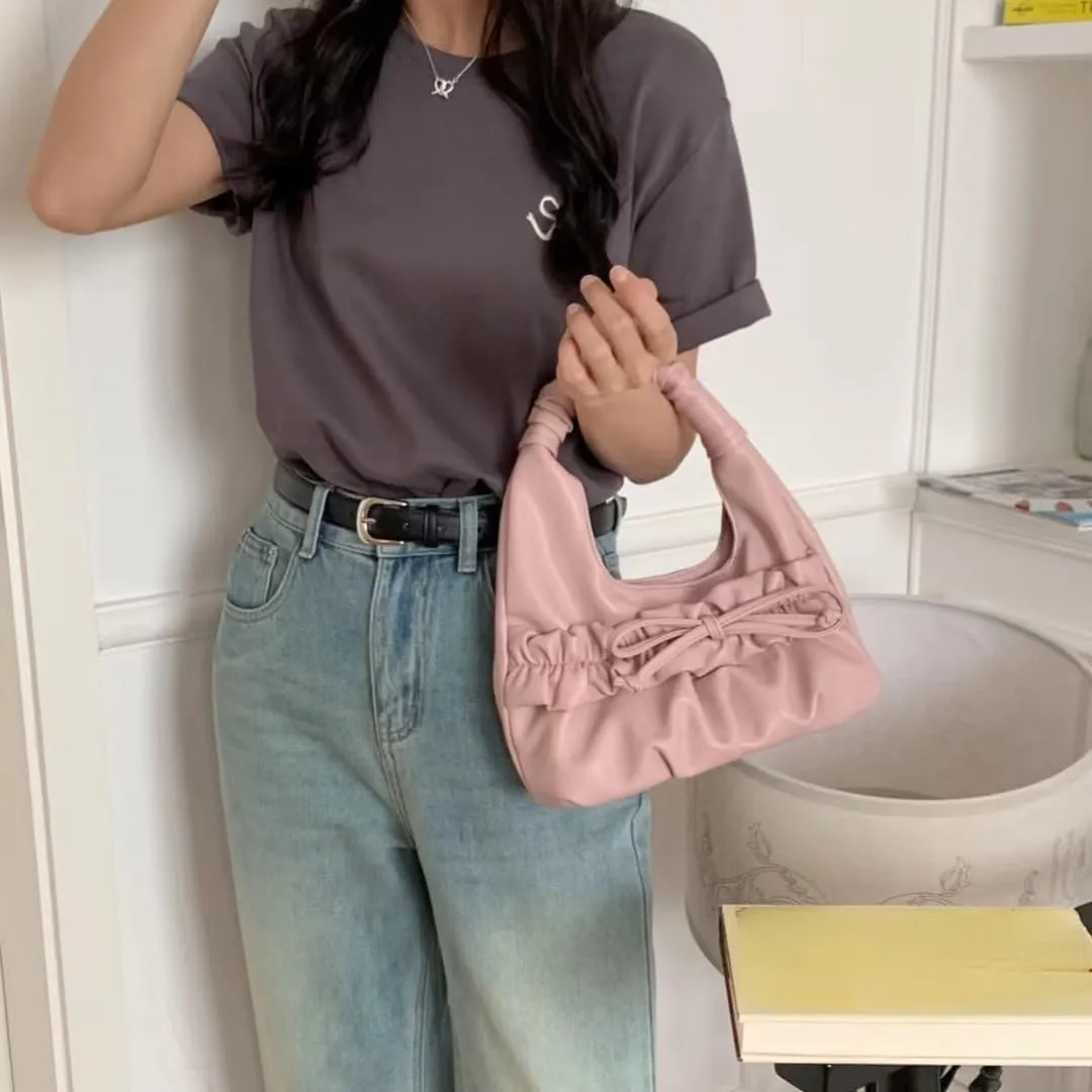 Cloud Bag Top Handbag for Women PU Leather Clutch Purses Bow Underarm Bag Shoulder Bag Cute Crossbody Bags