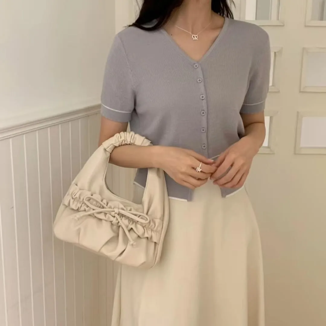 Cloud Bag Top Handbag for Women PU Leather Clutch Purses Bow Underarm Bag Shoulder Bag Cute Crossbody Bags