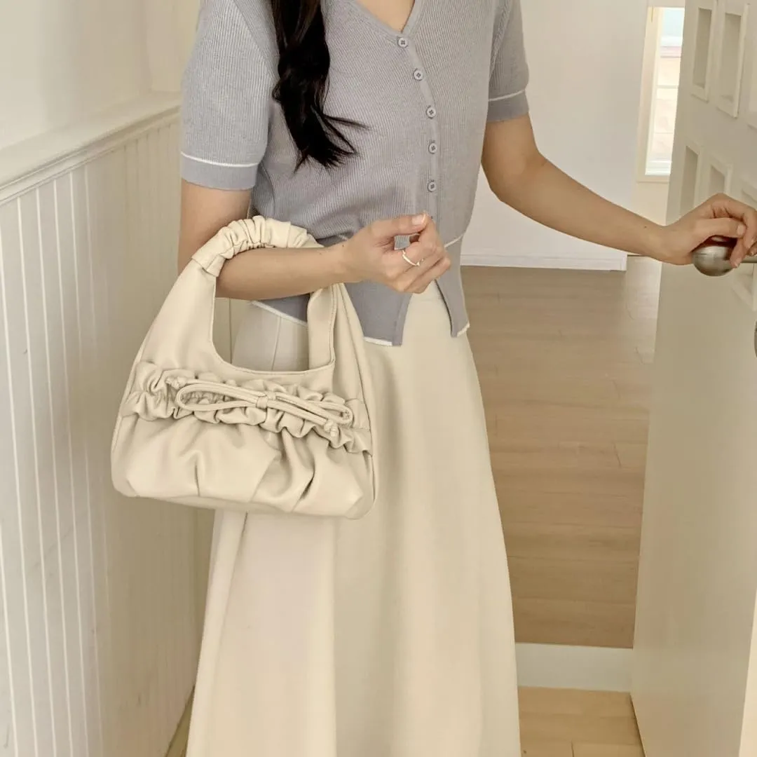 Cloud Bag Top Handbag for Women PU Leather Clutch Purses Bow Underarm Bag Shoulder Bag Cute Crossbody Bags