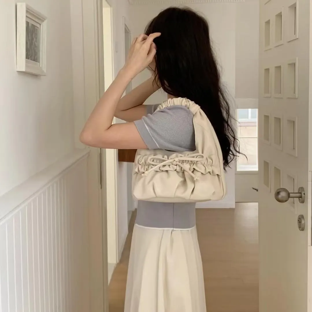Cloud Bag Top Handbag for Women PU Leather Clutch Purses Bow Underarm Bag Shoulder Bag Cute Crossbody Bags