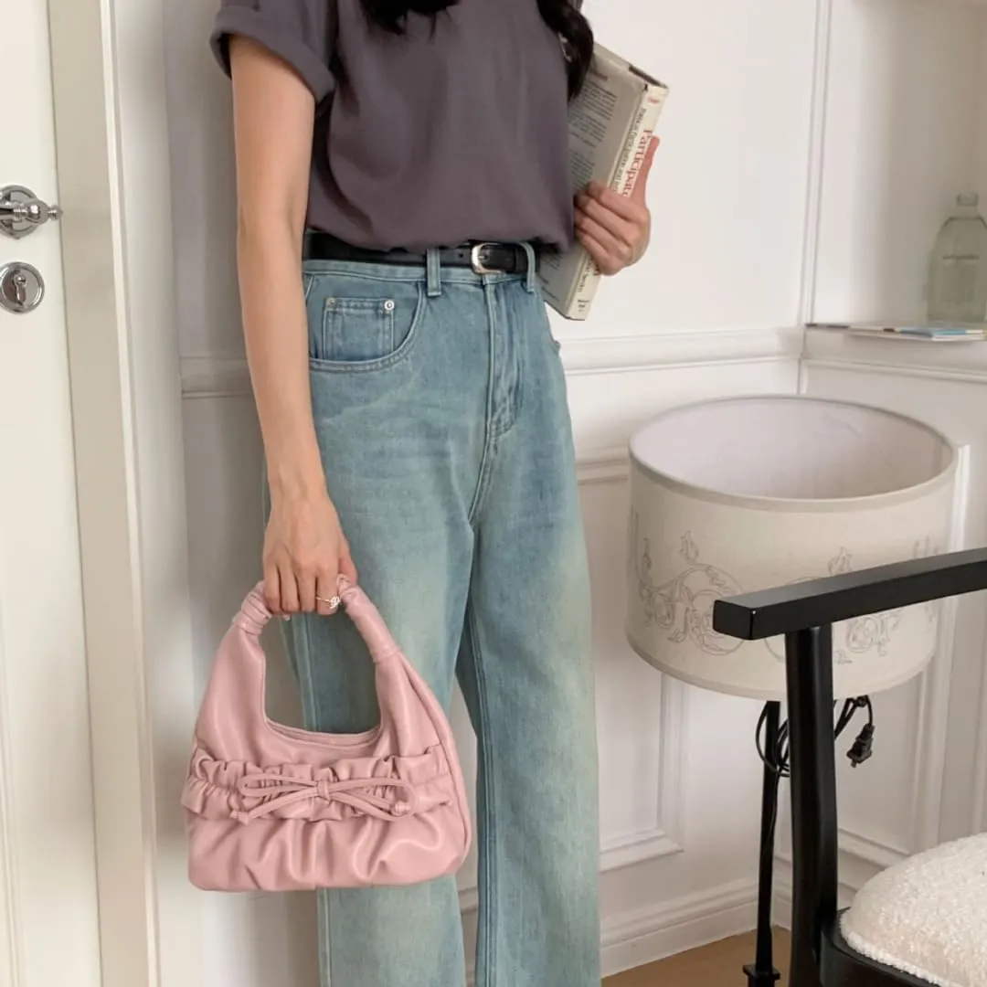 Cloud Bag Top Handbag for Women PU Leather Clutch Purses Bow Underarm Bag Shoulder Bag Cute Crossbody Bags