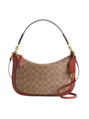Coach Eksklusif Nordstrom Signature Coated Canvas Sutton Crossbody Bag Tan Rust