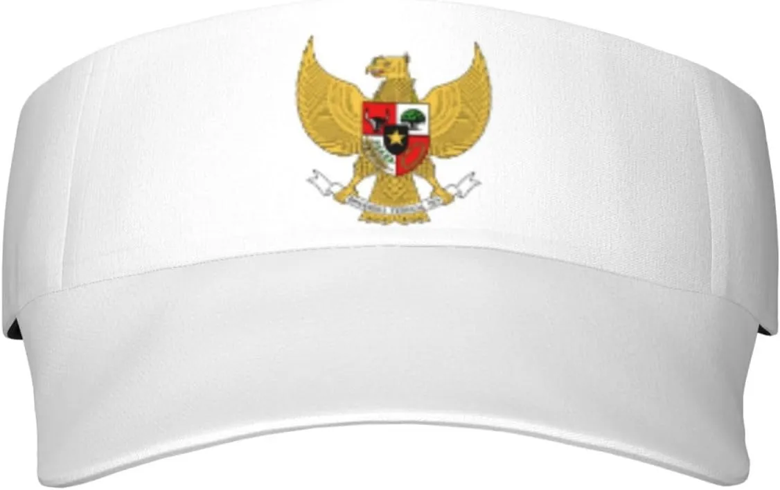 Coat of Arms Indonesia Adult Sun Visor Cap - UV Protection, Breathable, Adjustable, Sports & Outdoor Hat Black