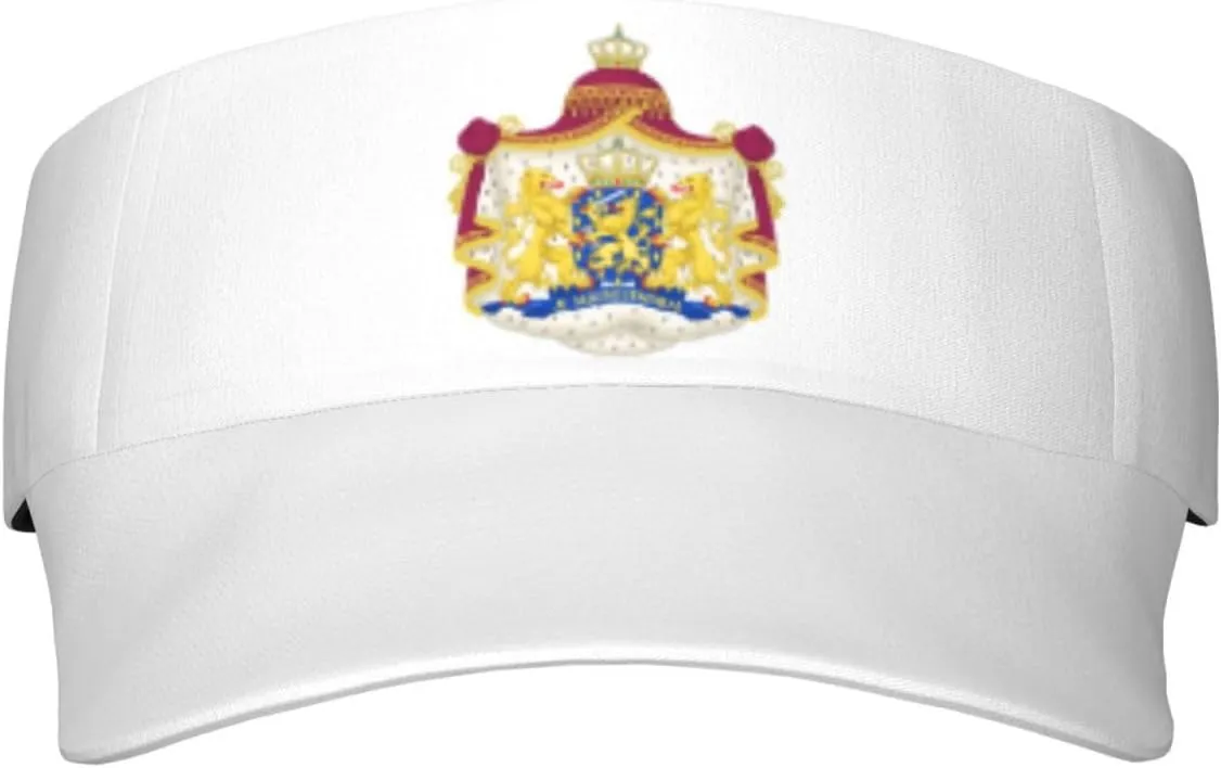 Coat of Arms of Netherlands Adult Sun Visor Cap - UV Protection, Breathable, Adjustable, Sports & Outdoor Hat Black