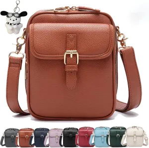 collaboraten1 Crossbody Leather Bag, Large Capacity with 10 Card Slots, Women's Anti-Theft Vintage Shoulder Messenger Bag