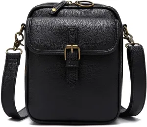 CollaboratenVegan Leather Crossbody Bag - Double Layer Large Capacity Anti-Theft Mini Messenger Bag for Women/Men