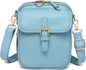CollaboratenVegan Leather Crossbody Bag - Double Layer Large Capacity Anti-Theft Mini Messenger Bag for Women/Men