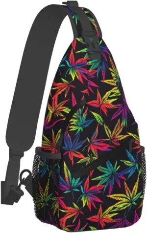 Colored Leaves Sling Backpack Hiking Backpack Crossbody Bag Sports Lightweight And Durable Chest Bag Shoulder Bag For Women Men
