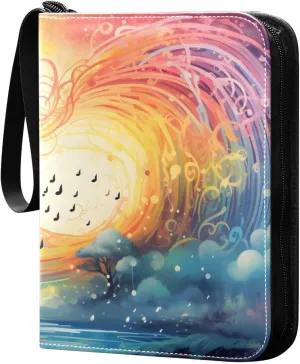 Colorful Background Card Binder Trading Cards Holder 4-Pocket，Album Pages Card Display Sleeves Fits 400 Cards Collector Book